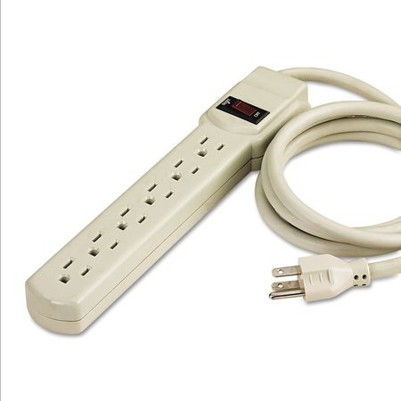 Innovera Six-Outlet Power Strip, 4 ft. Cord, 1-15/16 x 10-3/16 x 1-3/16, Ivory IVR73304